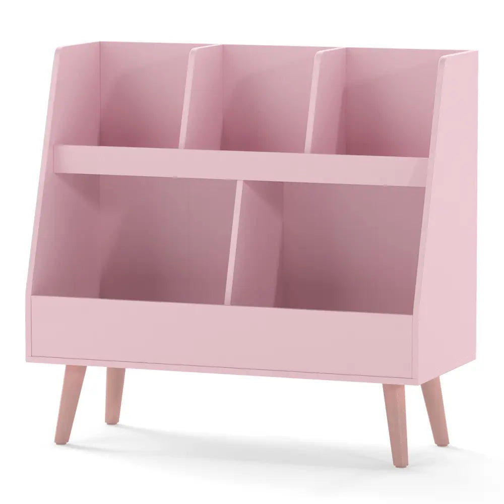 5-Cube Kids Bookshelf and Toy Organizer with Anti-Tipping Kits-Pink - Pink - Kids Storage