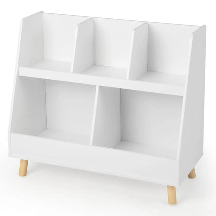 5-Cube Kids Bookshelf and Toy Organizer with Anti-Tipping Kits-White Costway
