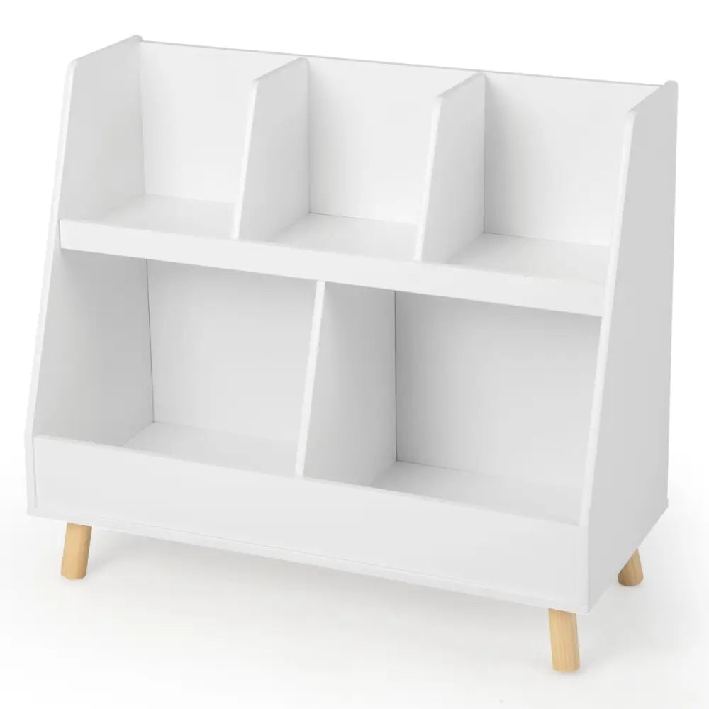 5-Cube Kids Bookshelf and Toy Organizer with Anti-Tipping Kits-White - White - Kids Storage
