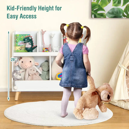 5-Cube Kids Bookshelf and Toy Organizer with Anti-Tipping Kits-White Costway