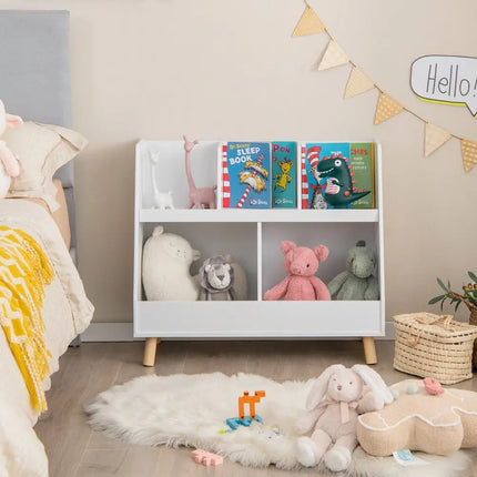 5-Cube Kids Bookshelf and Toy Organizer with Anti-Tipping Kits-White Costway