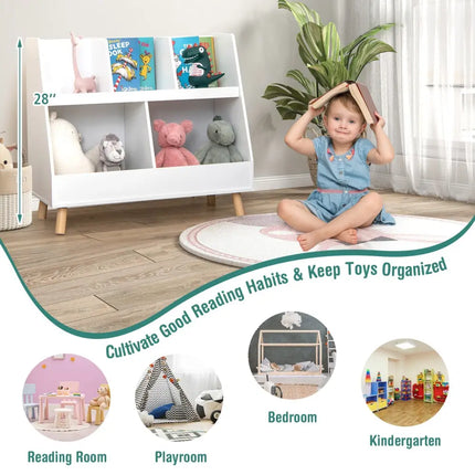 5-Cube Kids Bookshelf and Toy Organizer with Anti-Tipping Kits-White Costway