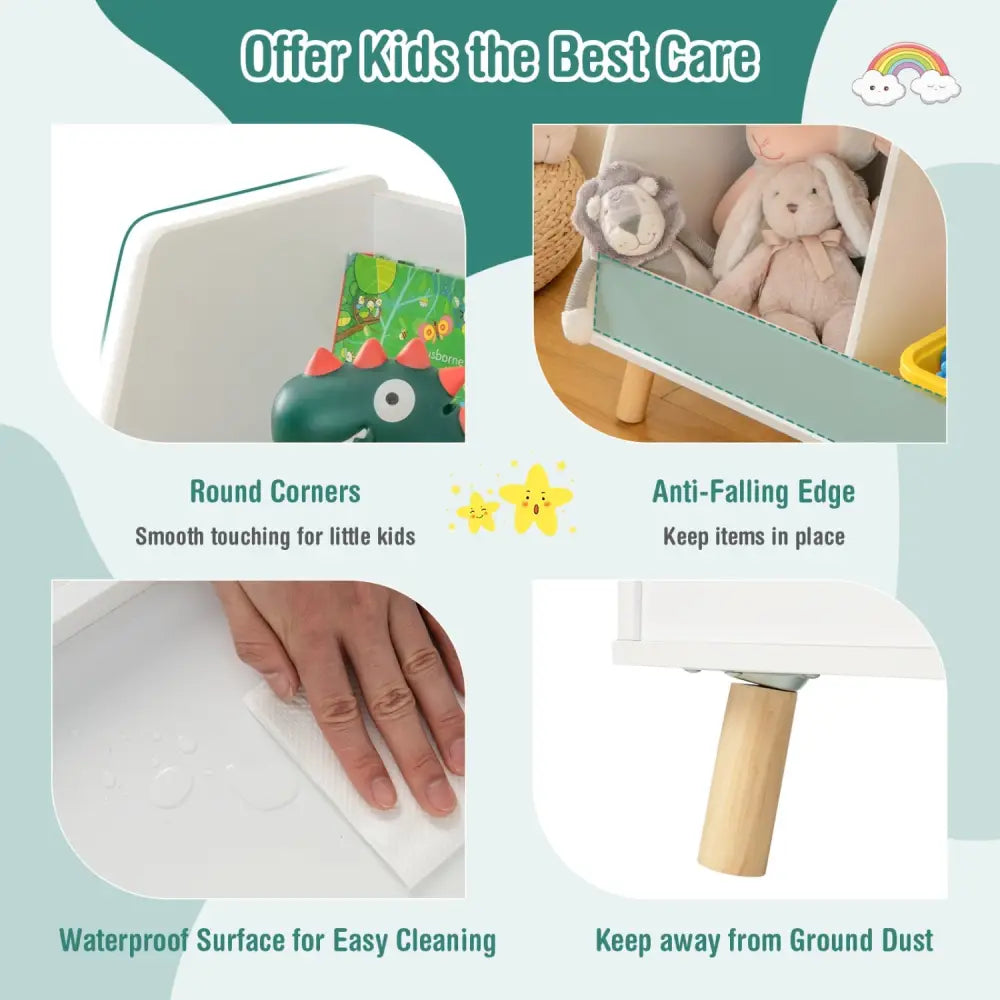5-Cube Kids Bookshelf and Toy Organizer with Anti-Tipping Kits-White - White - Kids Storage