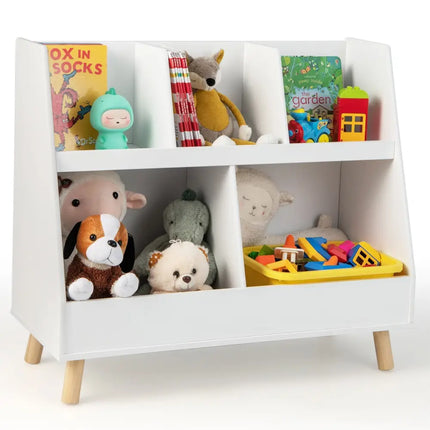 5-Cube Kids Bookshelf and Toy Organizer with Anti-Tipping Kits-White Costway
