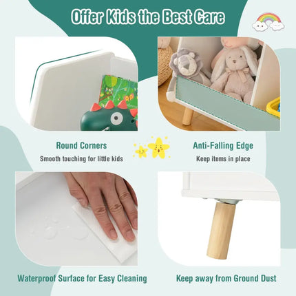 5-Cube Kids Bookshelf and Toy Organizer with Anti-Tipping Kits-White Costway