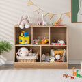 5-Cube Wooden Kids Toy Storage Organizer with Anti-Tipping Kits-Natural - Natural - Kids Storage