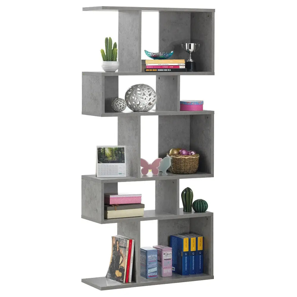 5 Cubes Ladder Shelf Corner Bookshelf Display Rack Bookcase-Gray - Gray - Bookcases