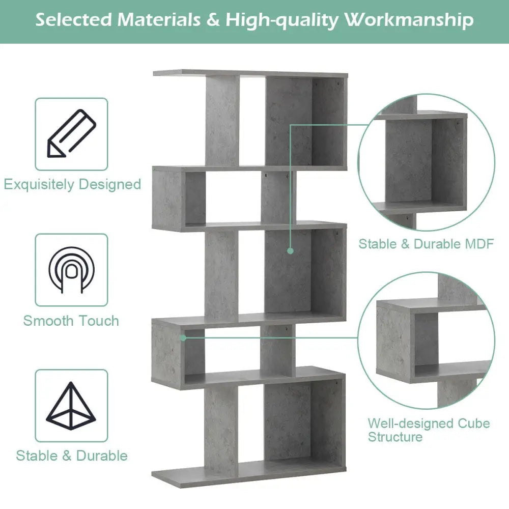 5 Cubes Ladder Shelf Corner Bookshelf Display Rack Bookcase-Gray - Gray - Bookcases