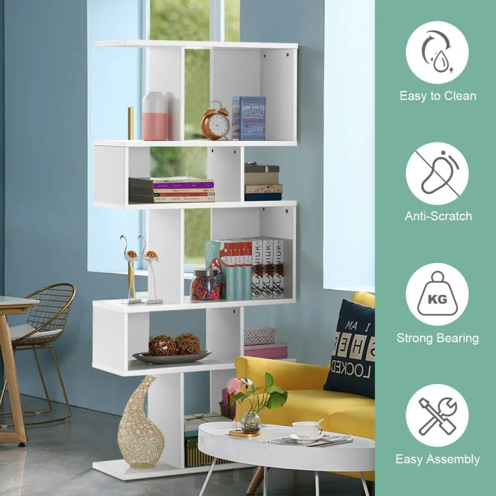 5 Cubes Ladder Shelf Corner Bookshelf Display Rack Bookcase-White - White - Bookcases