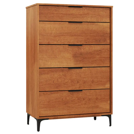5-Drawer Dresser with Interlock System for Bedroom Living Room-Cherry Costway