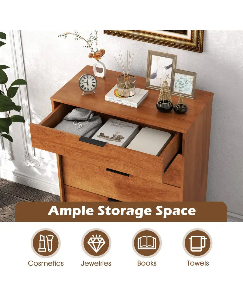 5-Drawer Dresser with Interlock System for Bedroom Living Room-Cherry - Cherry - Dressers & Chests