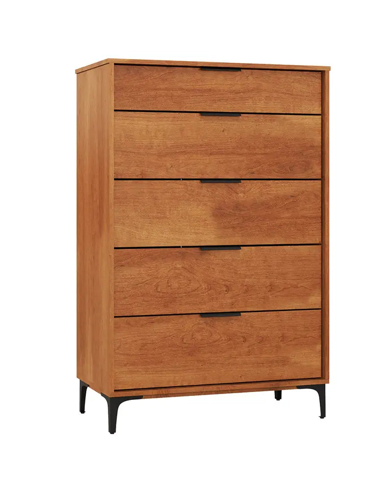5-Drawer Dresser with Interlock System for Bedroom Living Room-Cherry - Cherry - Dressers & Chests