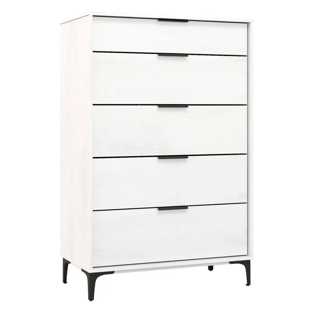 5-Drawer Dresser with Interlock System for Bedroom Living Room-White - White - Dressers & Chests