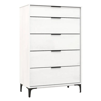 5-Drawer Dresser with Interlock System for Bedroom Living Room-White Costway
