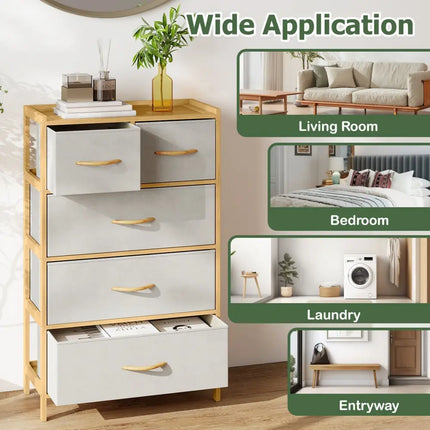 5-Drawer Dresser with Top Shelf for Bedroom-Natural Costway