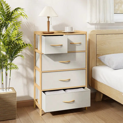 5-Drawer Dresser with Top Shelf for Bedroom-Natural Costway