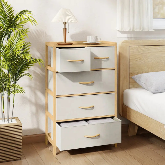 5-Drawer Dresser with Top Shelf for Bedroom-Natural Costway