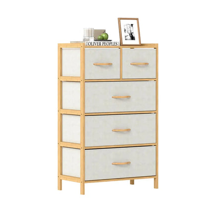5-Drawer Dresser with Top Shelf for Bedroom-Natural Costway