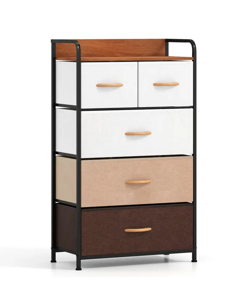 5-Drawer Fabric Dresser with Removable Fabric Bins-Multicolor - Multicolor - Dressers & Chests