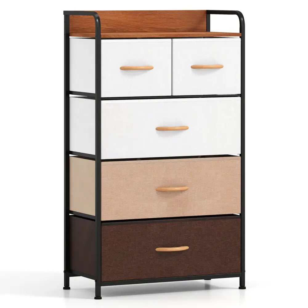 5-Drawer Fabric Dresser with Removable Fabric Bins-Multicolor - Multicolor - Dressers & Chests