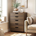 5 Drawer Mobile File Cabinet with Wheels for Living Room-Walnut - Walnut - File Cabinets