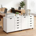 5 Drawer Storage Cabinet on Wheels with Adjustable Shelf-White - White - File Cabinets