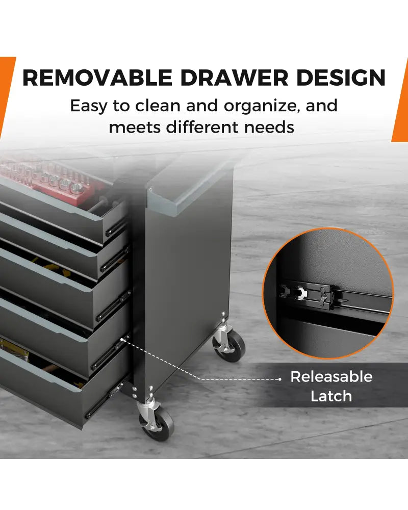 5-Drawer Tool Storage Cabinet with Hanging Holes and Central Keyed Locking System-Black - Black - Garden Tools