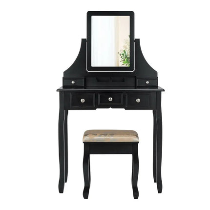 5 Drawers Removable Box Makeup Dressing Vanity Set-Black Costway