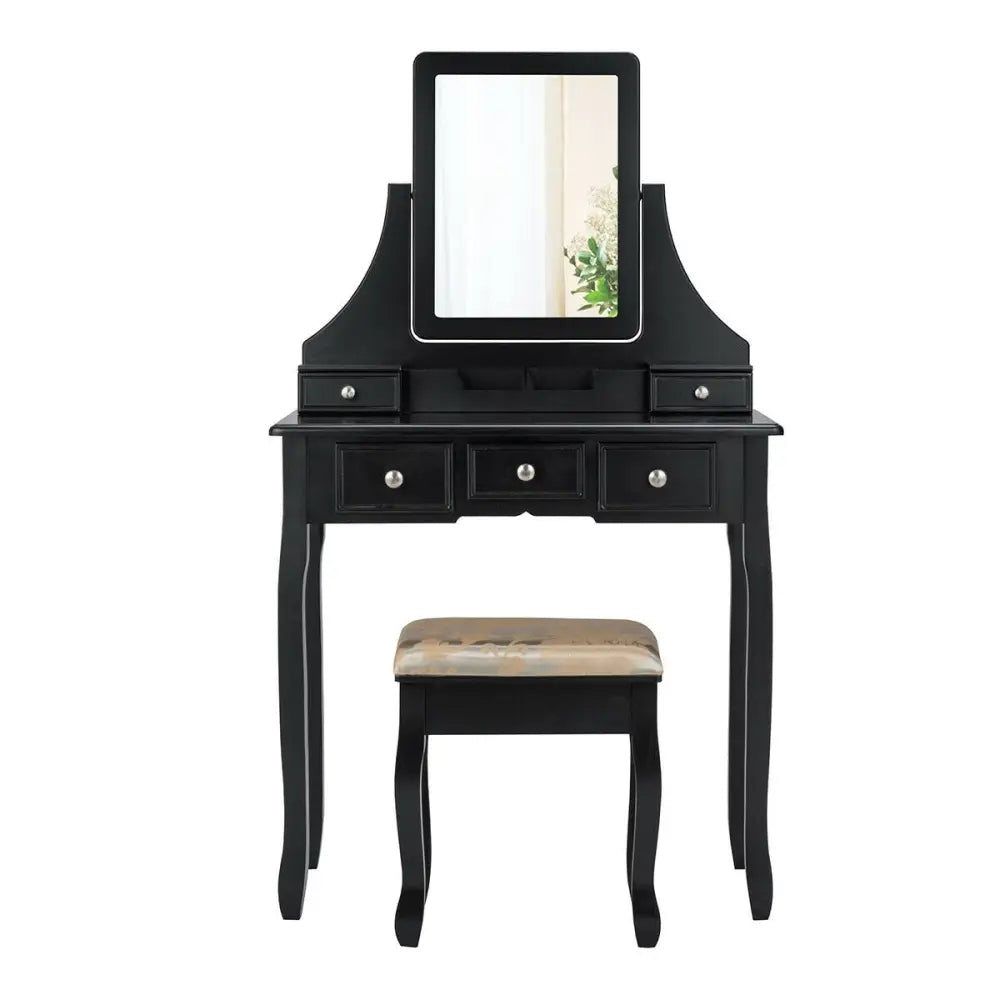 5 Drawers Removable Box Makeup Dressing Vanity Set-Black Costway