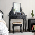 5 Drawers Removable Box Makeup Dressing Vanity Set-Black Costway