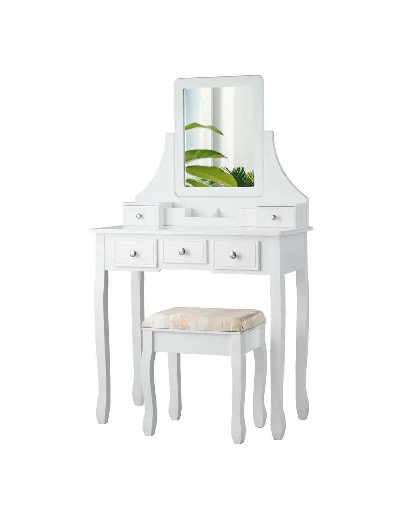 5 Drawers Removable Box Makeup Dressing Vanity Set-White - White - Makeup Vanities