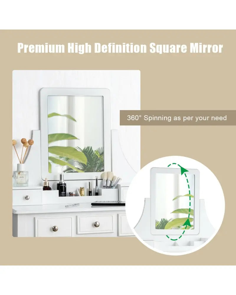 5 Drawers Removable Box Makeup Dressing Vanity Set-White - White - Makeup Vanities