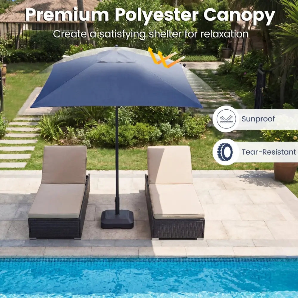 5 Feet Patio Square Market Table Umbrella Shelter with 4 Sturdy Ribs-Navy - Navy - Outdoor Umbrellas
