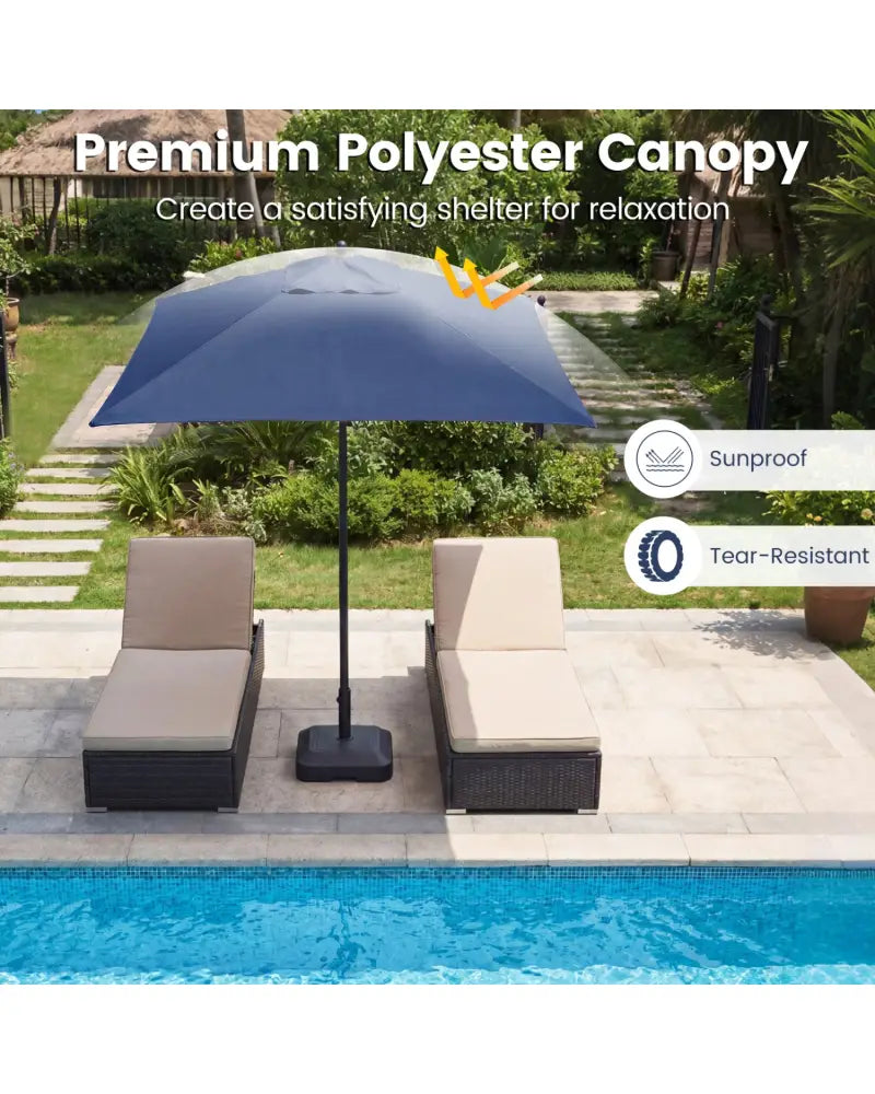 5 Feet Patio Square Market Table Umbrella Shelter with 4 Sturdy Ribs-Navy - Navy - Outdoor Umbrellas