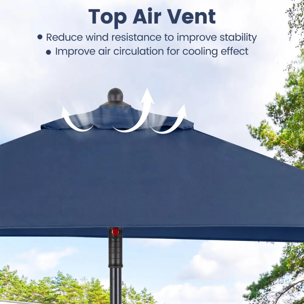 5 Feet Patio Square Market Table Umbrella Shelter with 4 Sturdy Ribs-Navy - Navy - Outdoor Umbrellas