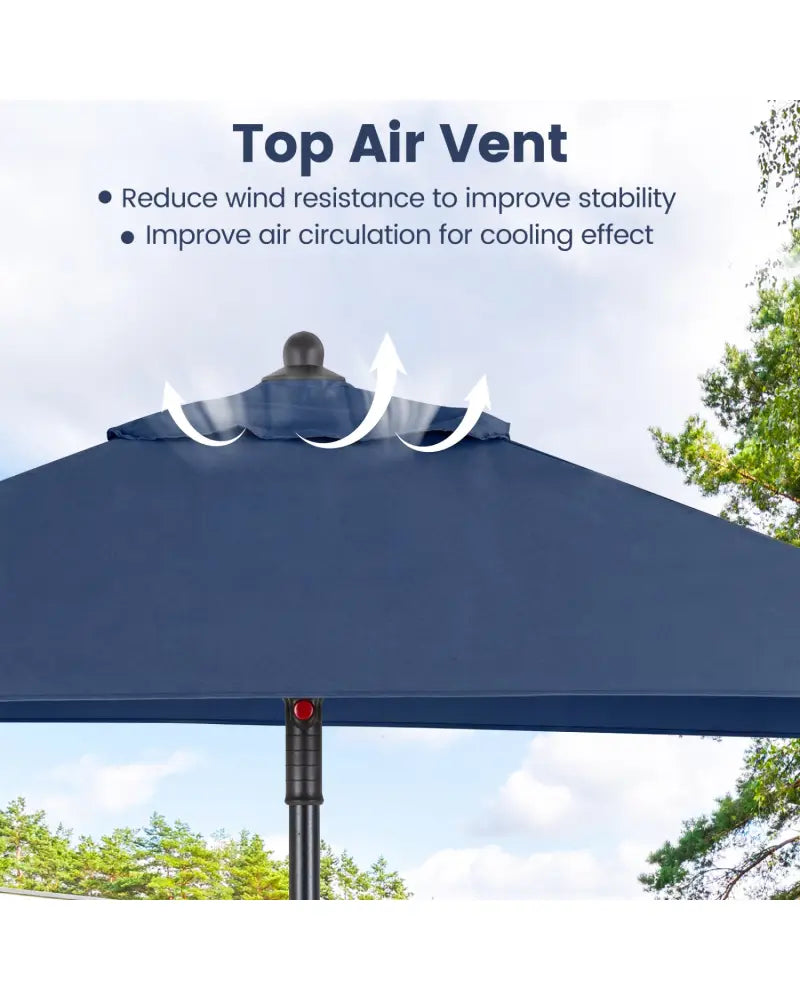 5 Feet Patio Square Market Table Umbrella Shelter with 4 Sturdy Ribs-Navy - Navy - Outdoor Umbrellas
