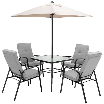 5 Feet Patio Square Market Table Umbrella Shelter with 4 Sturdy Ribs-Beige - Beige - Outdoor Umbrellas