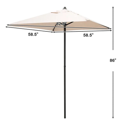 5 Feet Patio Square Market Table Umbrella Shelter with 4 Sturdy Ribs-Beige - Beige - Outdoor Umbrellas