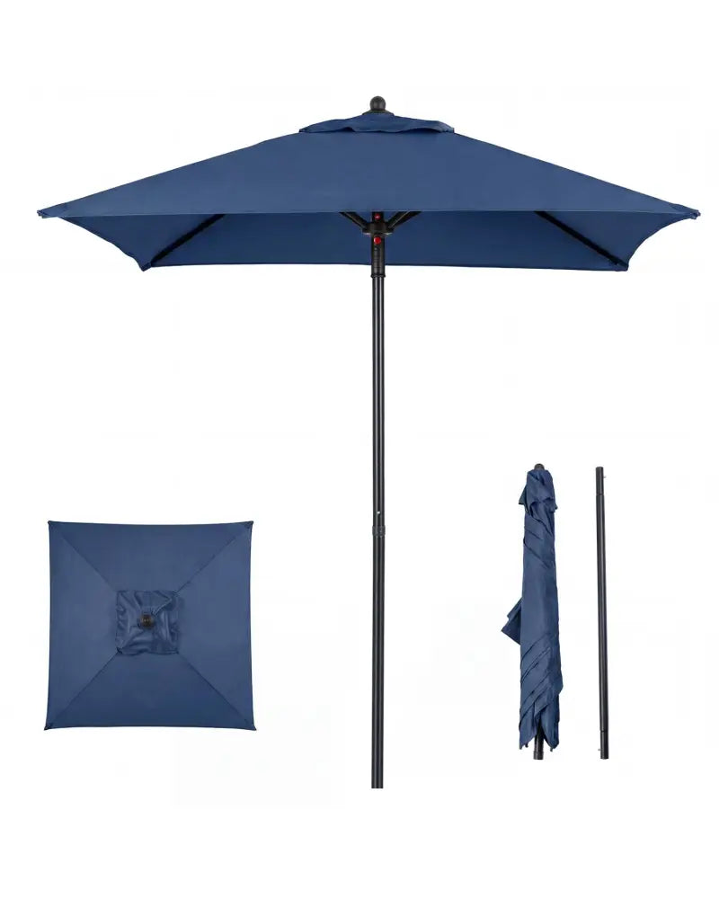 5 Feet Patio Square Market Table Umbrella Shelter with 4 Sturdy Ribs-Navy - Navy - Outdoor Umbrellas