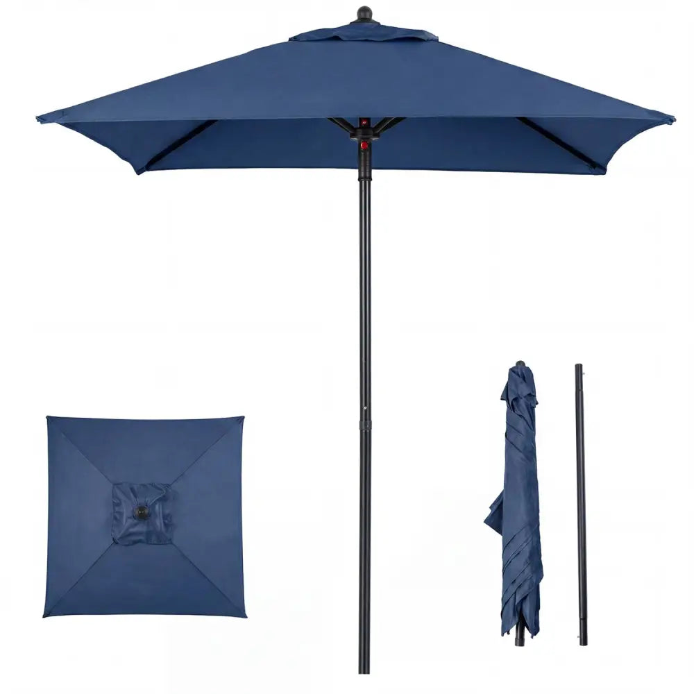 5 Feet Patio Square Market Table Umbrella Shelter with 4 Sturdy Ribs-Navy - Navy - Outdoor Umbrellas