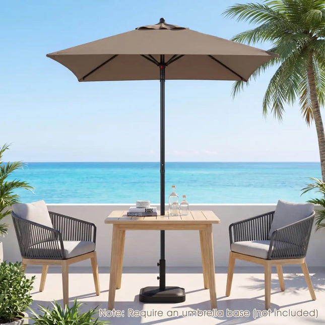 5 Feet Patio Square Market Table Umbrella Shelter with 4 Sturdy Ribs-Brown - Brown - Outdoor Umbrellas