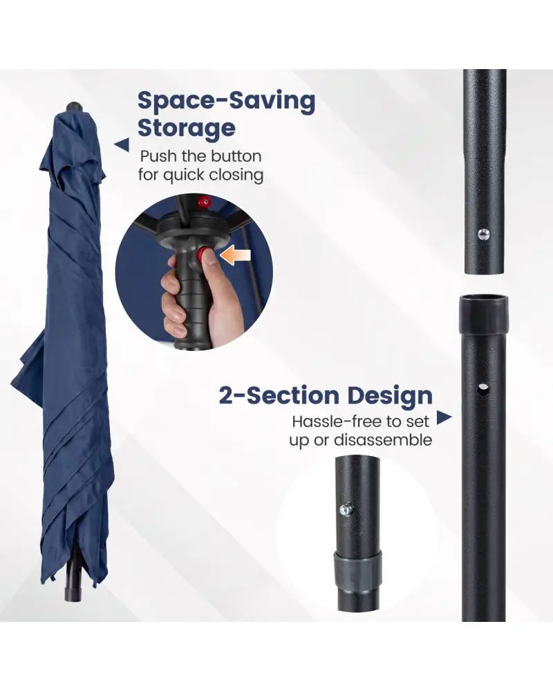 5 Feet Patio Square Market Table Umbrella Shelter with 4 Sturdy Ribs-Navy - Navy - Outdoor Umbrellas