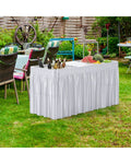 5 FT Folding Ice Cooler Table with Double Sinks for Camping Party Picnic Wedding-White - White - Camping Furniture