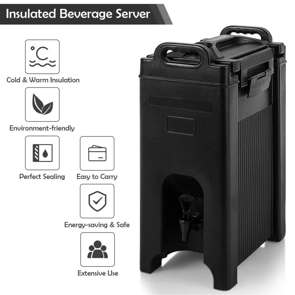 5 Gallon Insulated Beverage Server Dispenser - Black - Water Dispensers