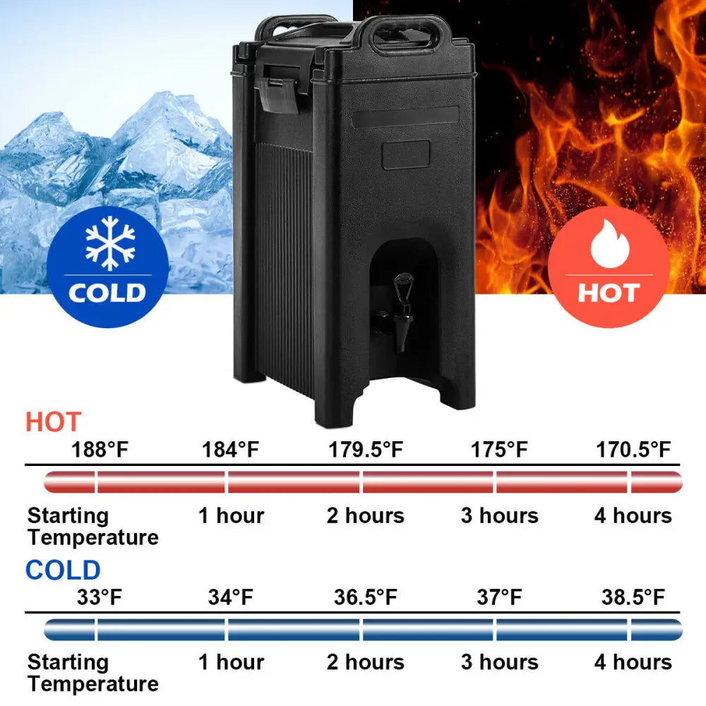 5 Gallon Insulated Beverage Server Dispenser - Black - Water Dispensers