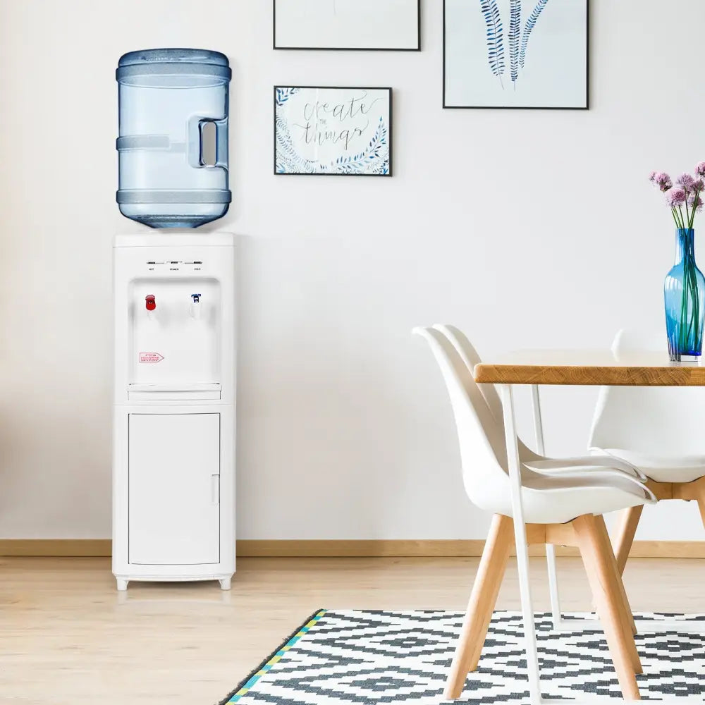 5 Gallons Hot and Cold Water Cooler Dispenser with Child Safety Lock - White - Water Dispensers