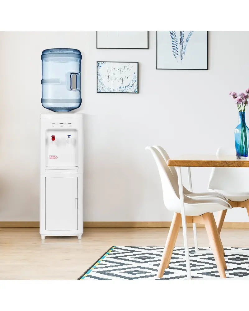 5 Gallons Hot and Cold Water Cooler Dispenser with Child Safety Lock - White - Water Dispensers