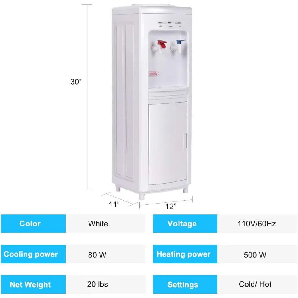 5 Gallons Hot and Cold Water Cooler Dispenser with Child Safety Lock - White - Water Dispensers