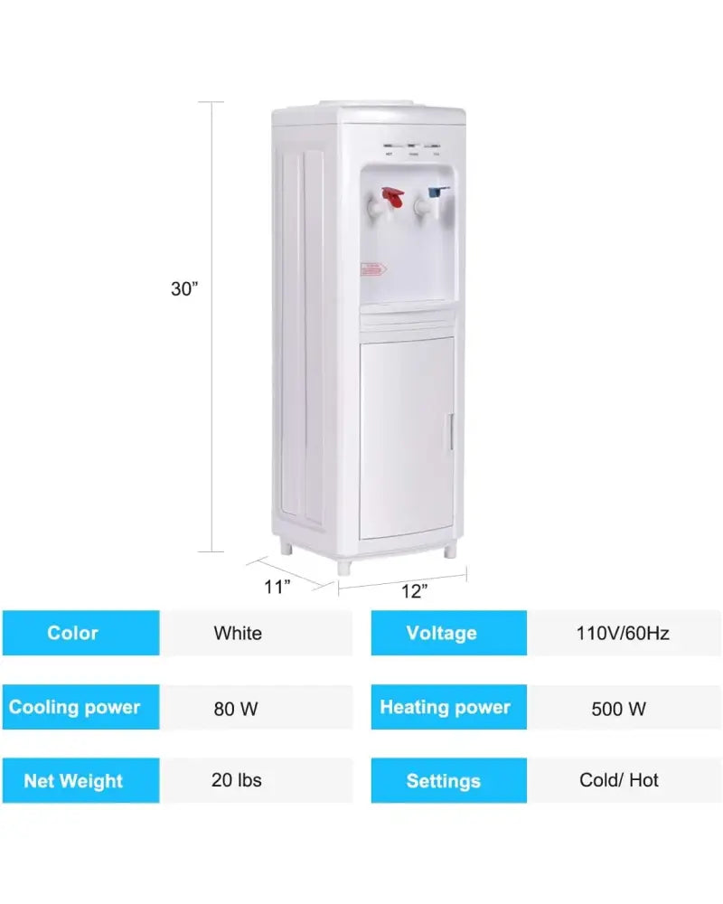 5 Gallons Hot and Cold Water Cooler Dispenser with Child Safety Lock - White - Water Dispensers