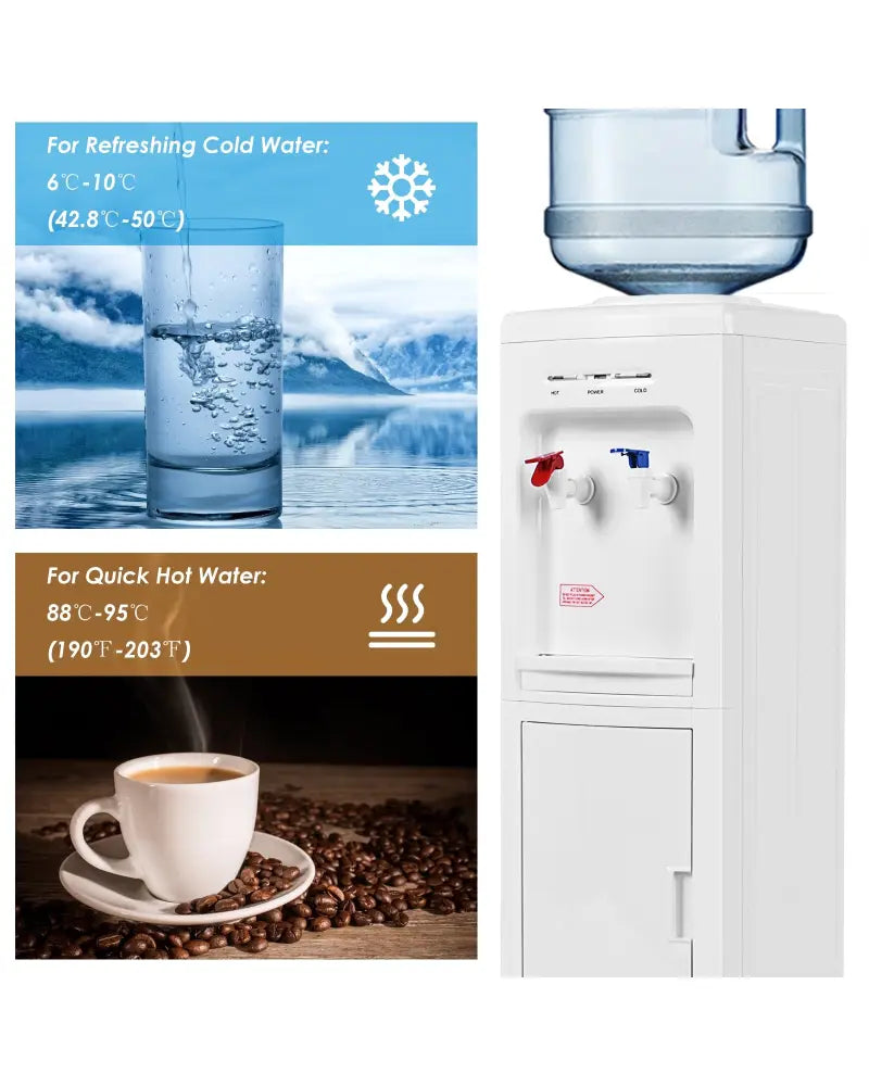 5 Gallons Hot and Cold Water Cooler Dispenser with Child Safety Lock - White - Water Dispensers